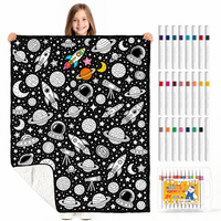 Nouvelle Arrivée Couverture de Peinture et de Dessin Réutilisable Personnalisable à Motifs de Fusées Spatiales Océaniques pour Enfants et Parents