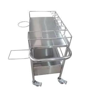 Portable Stainless Steel Medical Trolley Hospital Equipment Drug Delivery Trolley with 2 Drawers Distributor