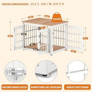 26-Inch ağır ahşap kafes kulübesi mobilya küçük köpek dekoratif Pet House End masa kuşlar kediler için kapalı kullanım beyaz doğal - Product Image 4