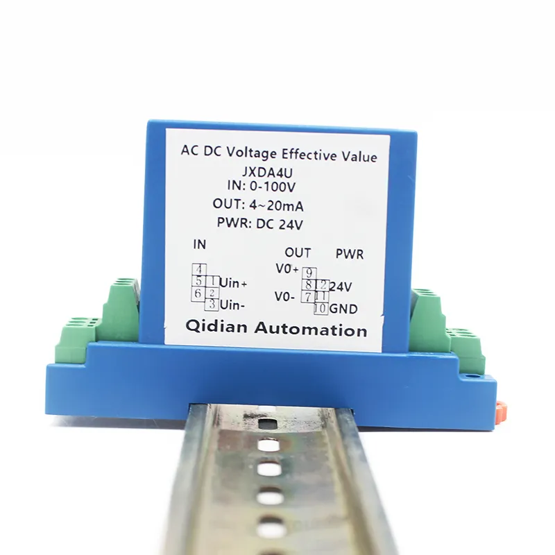 JXDA4U Tegangan DC Transduser 0-50V 100V 500V Masukan 4-20mA Output Sinyal Transmitter Current Tegangan Sensor