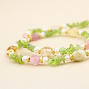 Collier personnalisé en pierres précieuses colorées, perles de péridot, citrine, quartz rose, collier perlé, bijoux de guérison tendance, fournisseur de cadeaux - Product Image 2