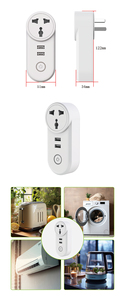 Prise intelligente <span class=keywords><strong>WiFi</strong></span> universelle SmartLife 16A AC110-240V double <span class=keywords><strong>USB</strong></span> 5V 2.1A compatible Alexa Google Voice, ignifuge, en cuivre pur - Product Image 6