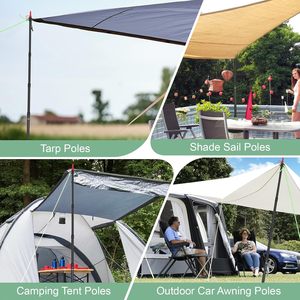 Poteaux de tente télescopiques haut de gamme, poteaux de bâche réglables en aluminium pour abri de camping en plein air - Product Image 6