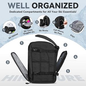 Sac à dos pour chaussures <span class=keywords><strong>de</strong></span> ski, sac <span class=keywords><strong>de</strong></span> ski rembourré <span class=keywords><strong>de</strong></span> 50 L et sac pour bottes <span class=keywords><strong>de</strong></span> snowboard avec trous <span class=keywords><strong>de</strong></span> drainage, sac <span class=keywords><strong>de</strong></span> voyage pour ski grande capacité résistant à l'eau - Product Image 4