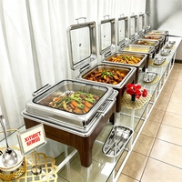 Nouveau design moderne de luxe, réchaud de buffet marron 6L en acier inoxydable, équipement de restauration pour buffet, fourneau d'isolation alimentaire pour hôtel