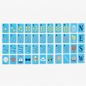 Juego de Mahjong Americano Personalizado Premium Estilo Riviera Italiana, 160 Fichas, Acrílico Azul, Pintado a Mano, Grabado, Portátil - Product Image 1