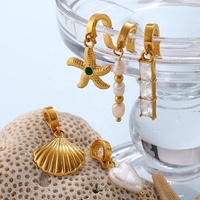 Breloques de maillot de bain en acier inoxydable plaqué or 18 carats, style bohème, étanches, avec perles, personnalisables en gros