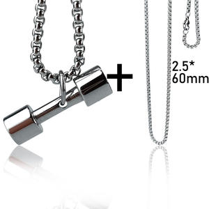Wholesale European American Stainless Steel Gift Jewelry Fitness <b>Dumbbell</b> Barbell Sports Jewelry for Men - Product Image 4