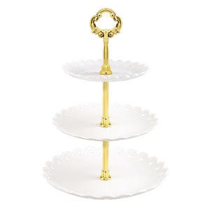 European gold 3 tiers candy dry fruit dessert rack wedding party cake stand