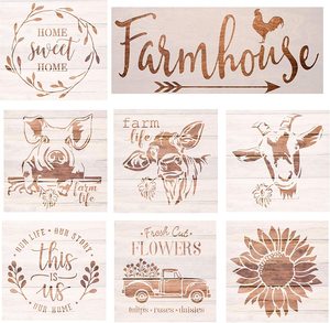 Pochoirs de ferme, thème de la ferme, pochoirs réutilisables pour la peinture sur bois, vache, tournesol, camion vintage, <span class=keywords><strong>pochoir</strong></span> pour scrapbooking - Product Image 1