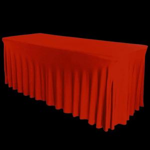 Nouvelle nappe rectangulaire personnalisée en polyester rouge pour événements - Product Image 1