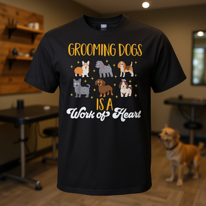 Camiseta para peluqueros caninos con diseño de corazón, color negro - Product Image 3