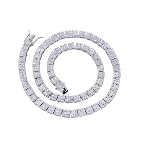 Emerald Cut <b>Moissanite</b> Diamond Necklace Luxury Hip Hop <b>Jewelry</b> High Clarity Fashionable for Men and Women - Product Image 1