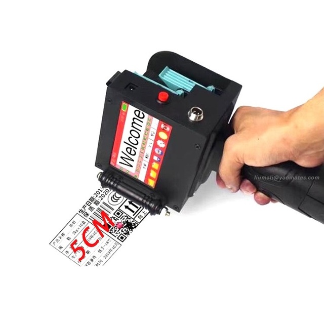 YAOMATEC 5CM 50.8mm Portable Hand Jet Printer  Barcode Handheld  InkJet Printer Expiry Date Printer