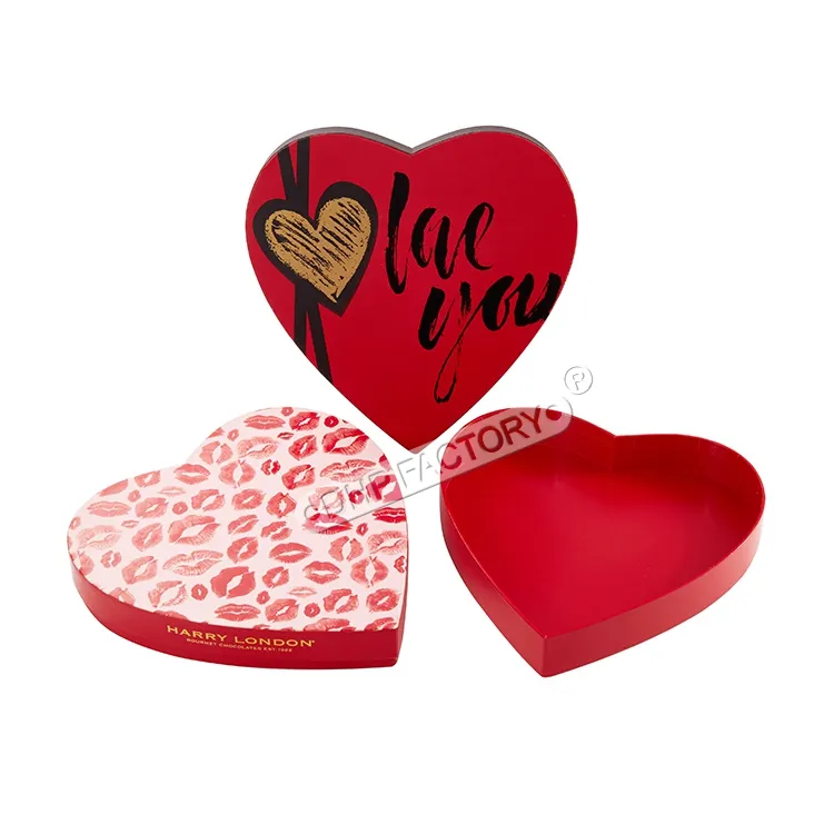 Qualité alimentaire papier d'art de luxe design personnalisé fait main de saint valentin de faveur de mariage en carton en forme de coeur boîte cadeau chocolat