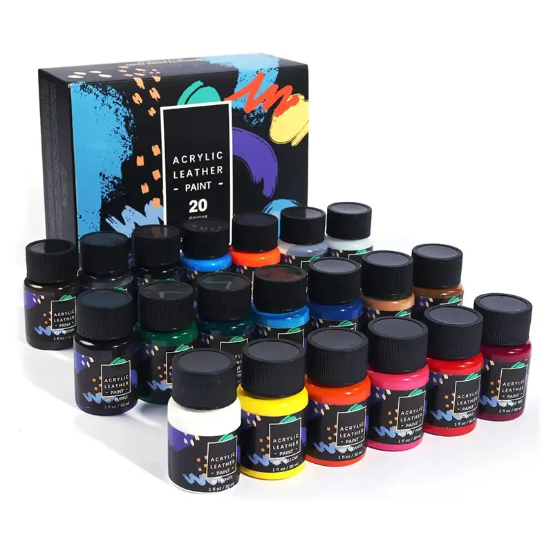 Tinta de couro acrílico Angelus para sapatos, 20 cores x 30ml, à prova d'água, cor acrílica