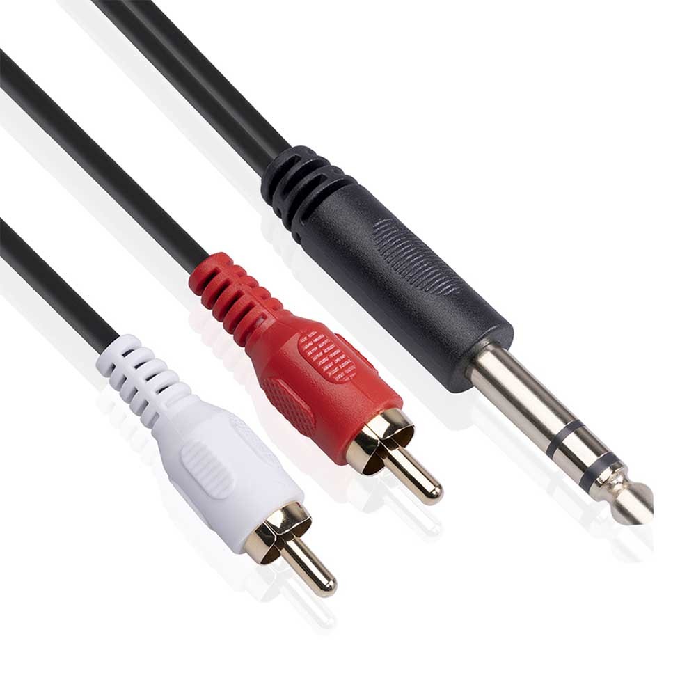 Cavo Splitter Stereo Y Da 6,35 Mm TRS A 90° - Maschio A Due Femmine