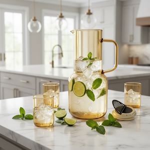 <span class=keywords><strong>Carafe</strong></span> moderne en verre borosilicate avec couvercle et poignée, 1600 ml, anti-fuite, couleur personnalisée, pour thé glacé et jus, idéale pour la porte du réfrigérateur - Product Image 2