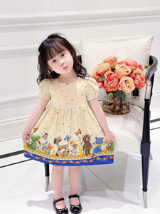 Robe de demoiselle d'honneur décontractée et élégante à manches courtes pour bébés filles, nouvelle collection, haute qualité, style OEM, motif denim décoratif - Product Image 2