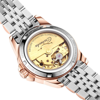 CALUOLA Montre automatique de luxe pour femme, cadran en cristal saphir, bracelet en céramique, date unique, étanche 5ATM, montre-bracelet élégante