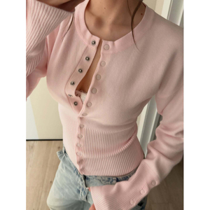 Autunno nuovo <span class=keywords><strong>Cardigan</strong></span> francese classico maglione lavorato a maglia <span class=keywords><strong>Basic</strong></span> girocollo Casual <span class=keywords><strong>Cardigan</strong></span> lavorato a maglia - Product Image 1