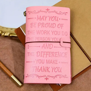 Journal à couverture en similicuir rose très vendu, <span class=keywords><strong>livre</strong></span> à écrire, 136 pages, avec emplacement pour cartes, sac de rangement gratuit - Product Image 5