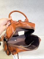 Ransel Hiking Kulit Asli Anti Air Motif Hewan Retro Unisex Kapasitas Kecil dengan Kompartemen Laptop 17 inci untuk Aktivitas Luar Ruangan