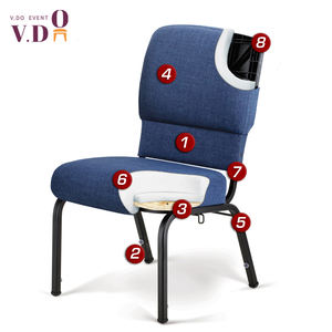 快適なパディングと耐久性のあるフレームが付いている鉄の積み重ね可能な教会の椅子 - Product Image 3