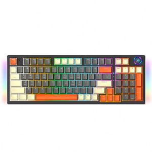 LEAVEN H96 Perilla de volumen de 3 modos Cable USB tipo C con cable Inalámbrico BT Intercambio en caliente RGB Gamer Gaming Teclado mecánico - Product Image 1