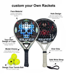Raquetas de Tenis Personalizadas al por Mayor con Marco OEM de Diamante Esmerilado, 12K Net Graphite, Empuñadura de Nylon EVA, Fibra de Carbono 3K y Fibra de Vidrio - Product Image 2