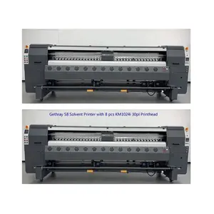 गुआंगज़ौ S8 मॉडल 3.2m बड़े प्रारूप विलायक प्रिंटर के साथ 10ft फ्लेक्स बैनर इंकजेट मशीन 8 टुकड़े pcs KM1054i 30 pl PrintHead