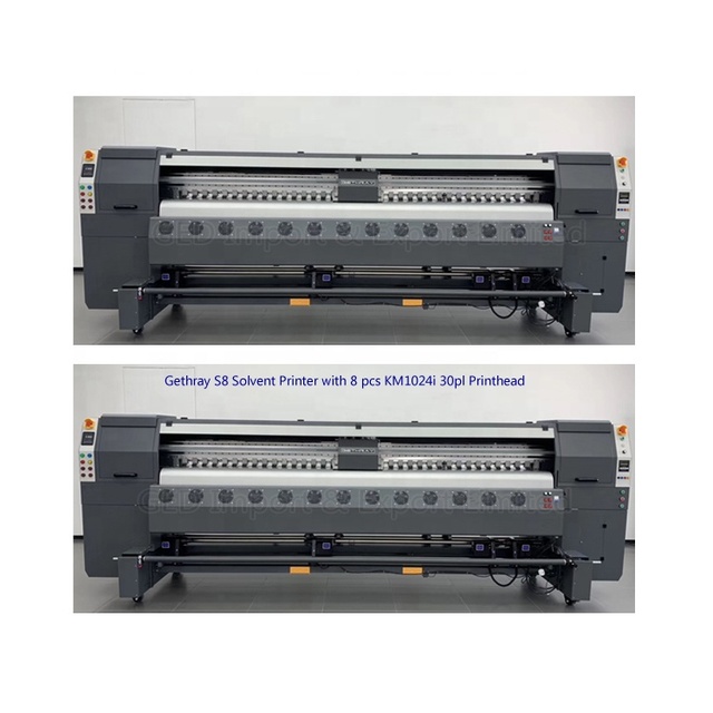 Guangzhou S8 Model 3.2m Large Format Solvent Printer 10ft Flex Banner Inkjet Machine with 8 Pieces Pcs KM1054i 30 Pl PrintHead