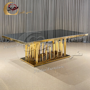 Mesa de Comedor Rectangular de Lujo, Moderna, de Acero Inoxidable Dorado, con 8 Sillas, Personalizada para Uso en Hoteles - Product Image 4