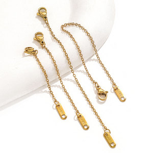 Cadena de Extensión con Cierre de Langosta |   Extensor de Etiqueta de Acero Inoxidable con Baño de Oro PVD de 18K para Pulseras y Collares, Ideal para Creación de Joyería DIY - Product Image 3