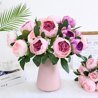 Buket Bunga Peony Buatan 7 Tangkai Gaya Eropa & Perdagangan Luar Negeri F31 untuk Dekorasi Pernikahan dan Rumah