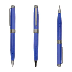 Stylo à bille design classique de luxe, recharge en métal noir bleu, peut graver le logo pour cadeau d'affaires