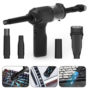 Aspirateur portatif sans fil noir rechargeable par USB avec plusieurs buses et fonction souffleur d'air pour voiture et maison - Product Image 5
