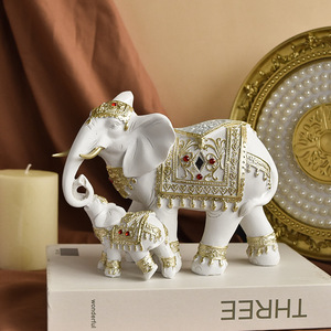 Transfrontalier nouvelle mère et fils éléphant résine sculpture artisanat ornement religieux bureau à domicile de bon augure décoration chanceuse - Product Image 4