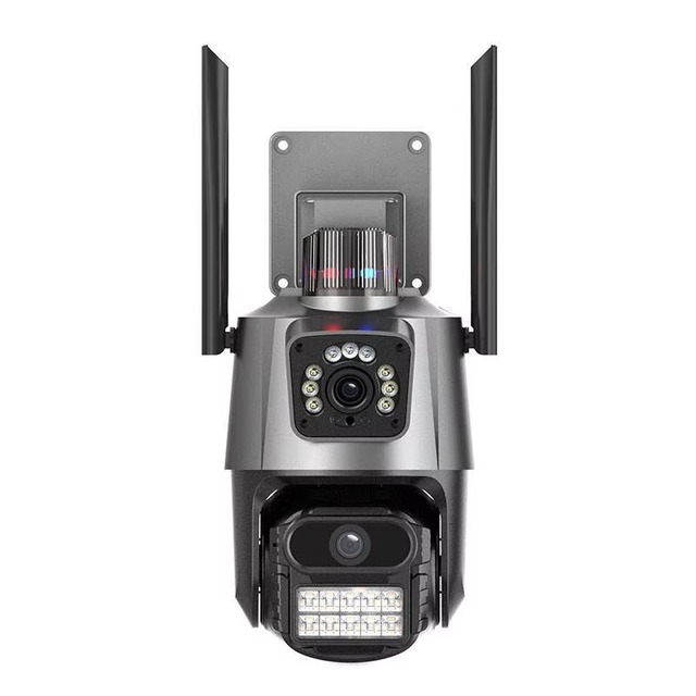Dual Lens CCTV Video Network Camera with Pan Tilt Gun Ball Design and WiFi for Survei llance Security