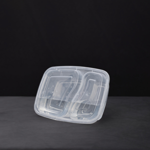 Boîte à bento jetable robuste en plastique sans BPA à deux compartiments, compatible micro-ondes, pour la conservation des aliments frais et la planification des repas au bureau - Product Image 3