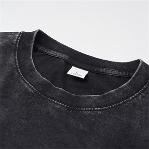 Haute qualité vierge surdimensionné à manches longues coton 270G épais T-shirt Street Wear lin brut lavé à l'acide Vintage T-shirt - Product Image 1