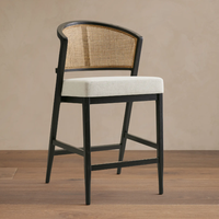 Tabouret de bar haut en rotin, mobilier d'intérieur, cadre en bois, tabouret de comptoir en tissu