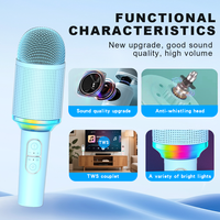 Microphone Karaoké Portable Sans Fil Bluetooth avec Haut-Parleur, Lumière RGB, Batterie Remplaçable OEM Personnalisée et Son de Qualité pour Fêtes