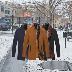 <b>Men's</b> Coated Woven Long Woolen Coat Thick Turtleneck Scarf Collar Breathable 220g Zipper Closure Autumn Winter <b>Poncho</b> Button - Product Image 3