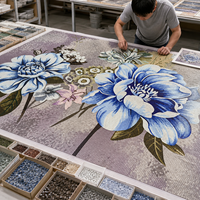 Peinture murale en mosaïque de verre élégante à motif de pivoine, mosaïque artisanale personnalisée pour la maison, villa de luxe, salon, art mural décoratif