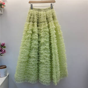 2025 automne hiver nouveau Design multicouche en mousseline de soie a-ligne gâteau jupe demi-longueur jupes décontractées pour les femmes - Product Image 3