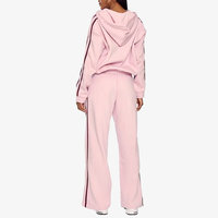 Ensemble de survêtement pour femme grande taille en mélange de coton écologique avec logo personnalisé, veste à capuche et pantalon de survêtement évasé, décontracté pour l'hiver