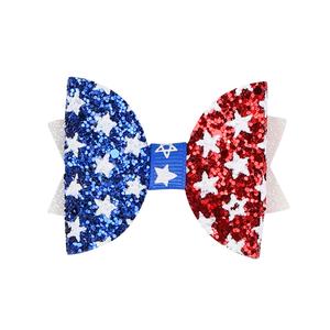 Nouvelles Épingles à Cheveux pour Enfants Thème Fête de l'Indépendance Américaine, Accessoires de Mode avec Nœud Papillon Scintillant Étoile à Cinq Branches Drapeau Américain - Product Image 5