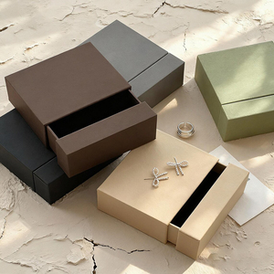 Cajón de caja de papel rectangular de embalaje de joyería de lujo respetuoso con el medio ambiente con logotipo personalizado para collar de anillo para presentar joyería Premium - Product Image 1
