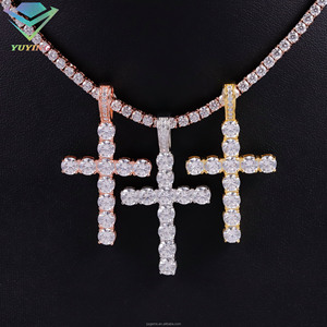 Colgante de Cruz Listo para Enviar, 2mm 3mm 4mm 5mm, Plata 925, Pasa el Probador de Diamantes VVS, para Cadena, Moissanita Estilo Tenis - Product Image 4